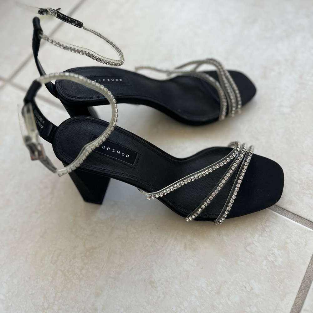 Top shop crystal straps heels. Size 7.5. True to size. Brand new.